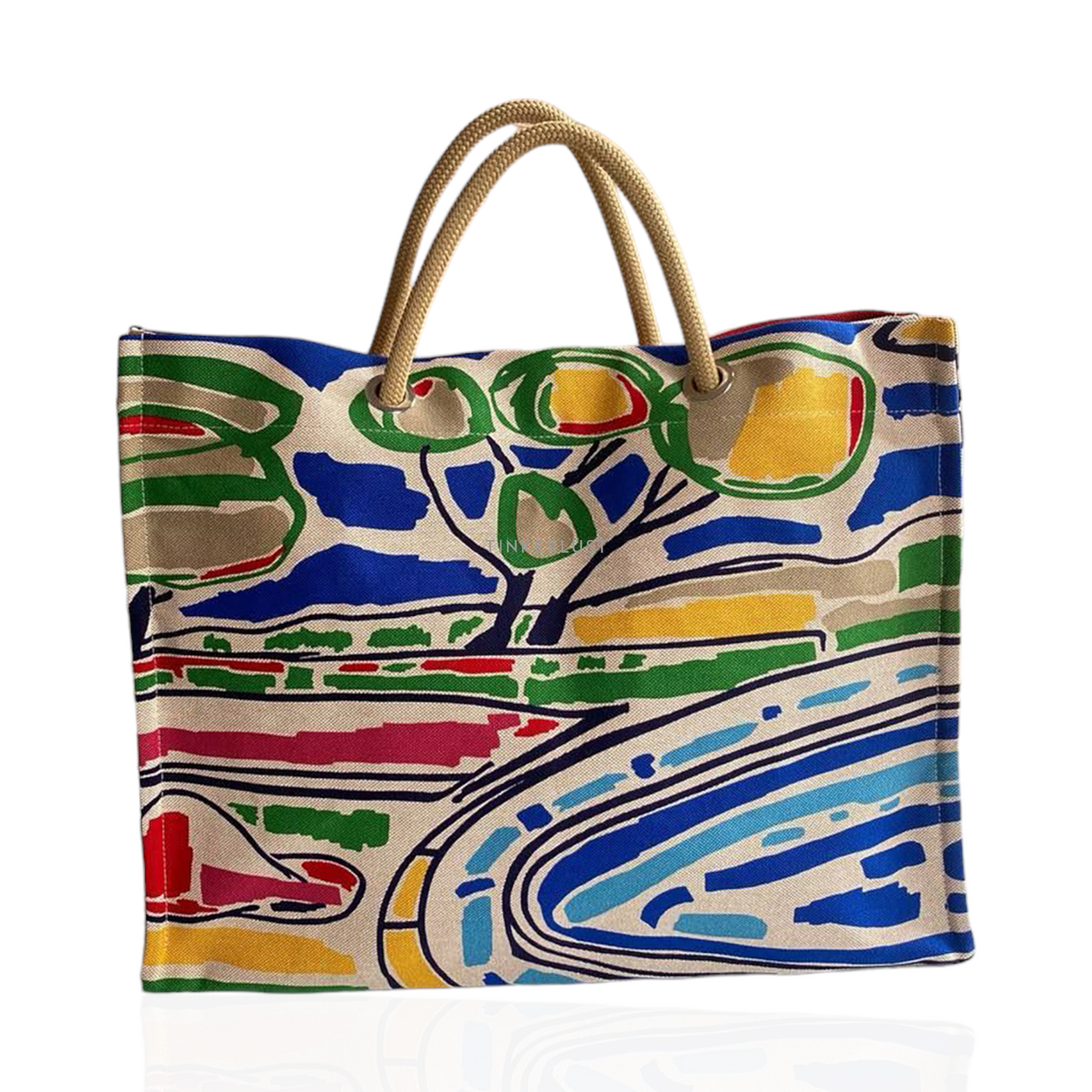 tas tote bag Hermes Beach Bag in Water Repellent Cotton with Farniente Print and Interior Pouch Tote Bag Tinkerlust